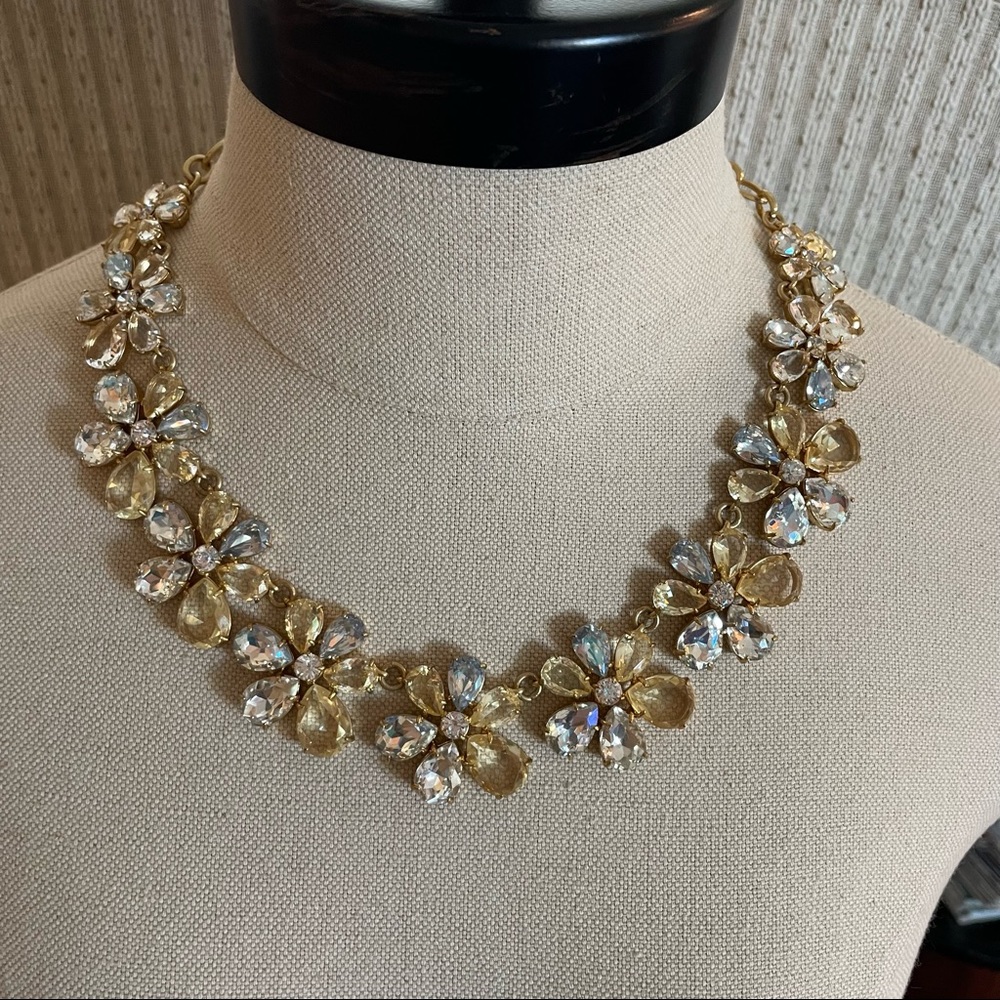 J Crew Crystal Flower Statement Necklace - Picture 2 of 11